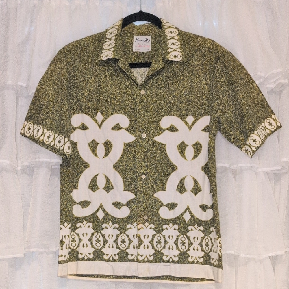 Vintage Mens Keone Sportswear Hawaiian Barkcloth Shirt Top Rare With Pocket